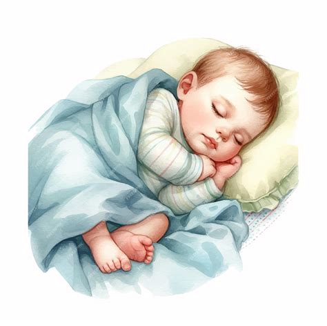 Premium Vector Cute Newborn Baby Sleeping On A Blanket Watercolor