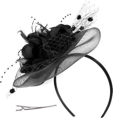 Fascinator Damen Hut Haarschmuck Blume Bankett Mesh Hut Feder