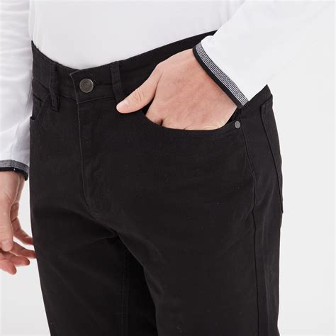 Pantalon Droit En Coton Noir Homme La Halle