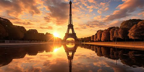 Eiffel Tower At Sunset In Paris France Generative Ai Stock