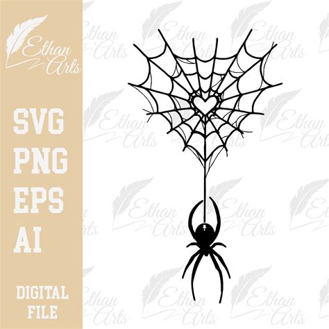 Heart Shaped Spider Web Design Halloween Svg Png Eps Cricut Clipart