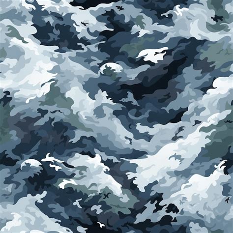 Premium AI Image Seamless Pattern Arctic Camouflage Designed For Snow