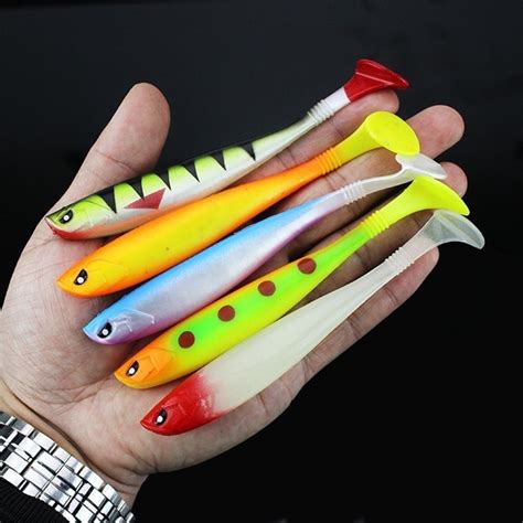 510pcs 13cm 10g Vivid Fishing Lure 3d Alien Eye Silicone Bait T Tail