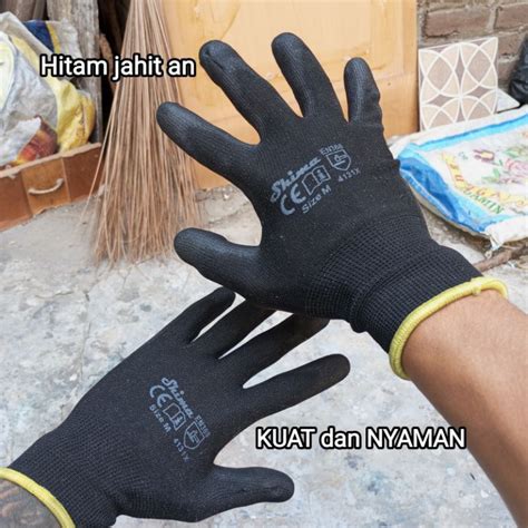 Jual Sarung Tangan Kerja Safety Palm Fit Pu Glove Hitam Merk Comet