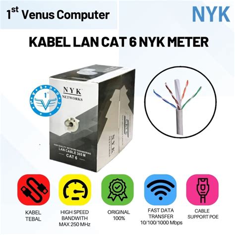 Jual KABEL LAN UTP CAT 6 NYK CABLE UTP LAN CAT 6E METERAN ORI NET02