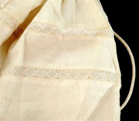 Edwardian Reticule Purse Ivory Linen Drawstring Pouch Purse Etsy