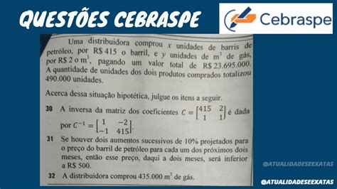 Quest Es Cebraspe Prova Matem Tica Petrobras Sistemas