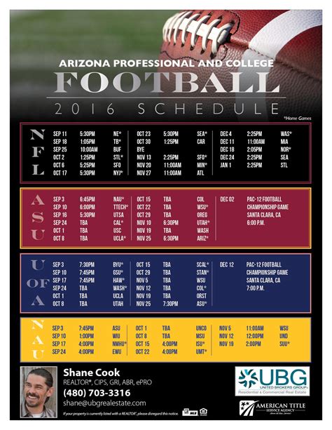 Arizona Football Schedule 2016