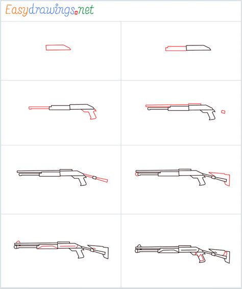 How To Draw M1014 Gun Step By Step 8 Easy Phase