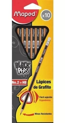 Lapiz Maped Black Peps Hb No 2 Con 10 Piezas Triangular MercadoLibre