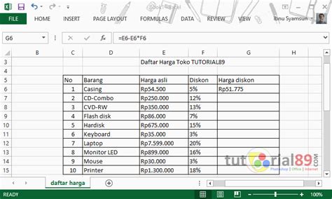 Cara Cepat Menghitung Harga Diskon Di Excel Tutorial