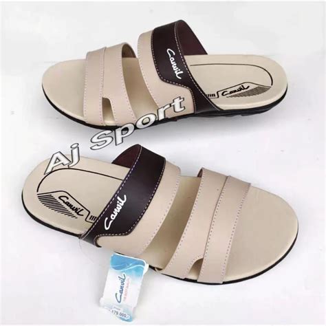 Jual Sandal Selop Pria Kulit Canvil Sendal Casual Slide Murah Keren