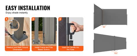 Vevor Retractable Side Awning 79x 236 Outdoor Privacy Screen 180g