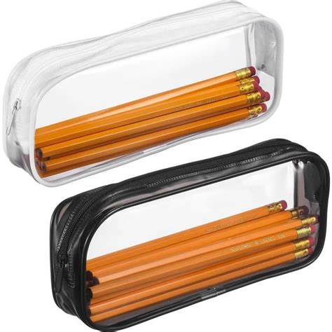 Lot De 2 Trousses À Crayons En Pvc Transparent Avec Fermeture Éclair