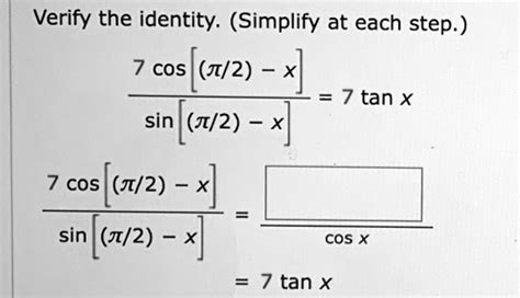 Solved Verify The Identity Simplify At Each Step Cos N Xl