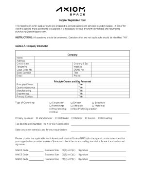 Fillable Online Supplier Registration Form Templatejotformfree Vendor