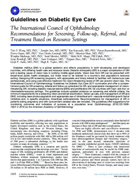 Pdf Guidelines On Diabetic Eye Care The International Council Of Ophthalmology