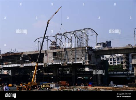 17 December 2022 Pune India Construction Of Pune Metro Bridge For