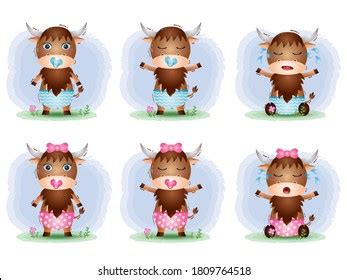 Cute Baby Yak Collection Childrens Style Stock Vector (Royalty Free ...