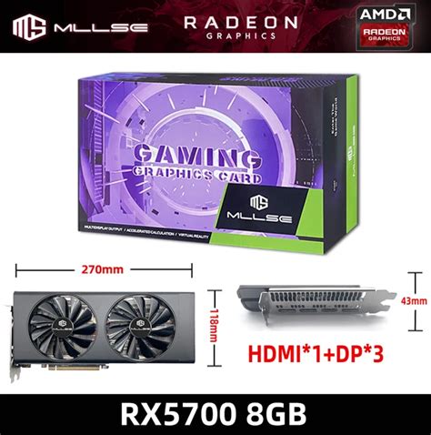 Mllse Rx 5700 Placa Gráfica 8gb Gpu Gddr6 256 Bits 7nm Suporte Desktop Cpu