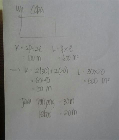 Keliling Sebuah Taman Berbentuk Persegi Panjang Dengan Panjang M
