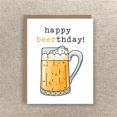 Happy Beerthday Beer Card Beer Birthday Card Birthday Etsy Happy