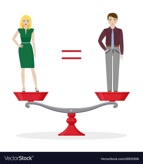 Man And Woman On Balanced Scale Gender Equality Vector Image