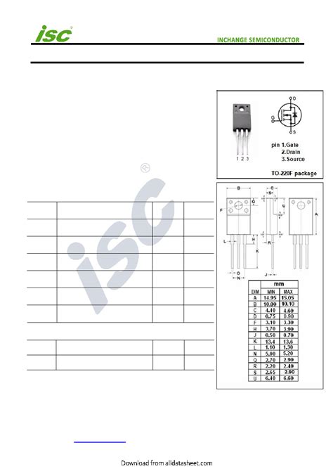 IXKC20N60C Datasheet 1 2 Pages ISC Isc N Channel MOSFET Transistor