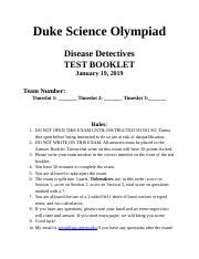 Duke Science Olympiad Docx Duke Science Olympiad Disease Detectives