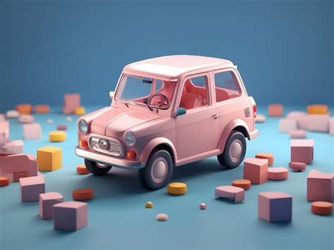 Premium Ai Image Tiny Cute Isometric 3d Render Adorable Car