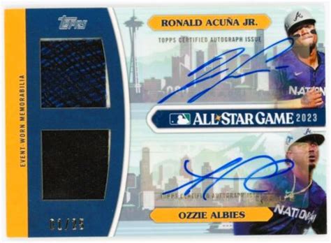 RONALD ACUNA JR OZHAINO OZZIE ALBIES 2023 Topps Update Dual Auto Jersey