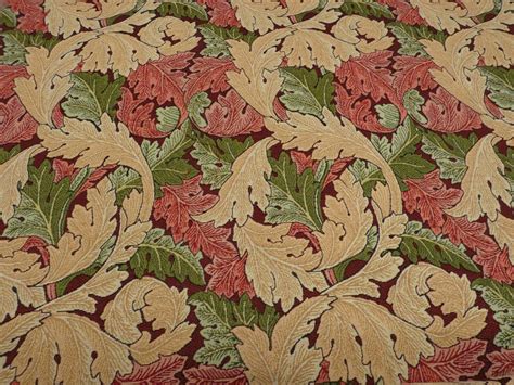 William Morris Acanthus Wine Tapestry Fabric Ellbee Fabrics