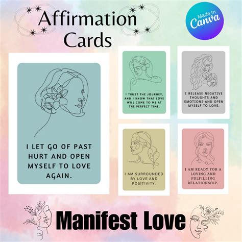 Positive Affirmation Cards For Women Editable Motivational Etsy