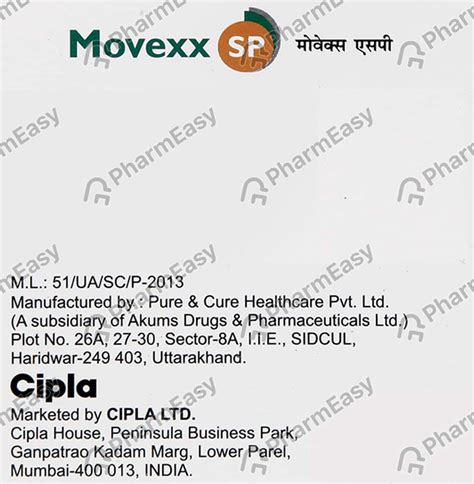 Movex Sp Strip Of 10 Tablets Uses Side Effects Price And Dosage