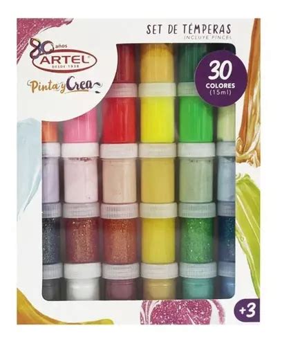 Set 30 Témpera Artel Colores Surtidos Frascos 15 Ml Cuotas sin interés