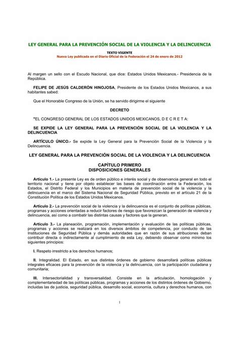 PDF LEY GENERAL PARA LA PREVENCI N SOCIAL DE LA VIOLENCIA Y LA