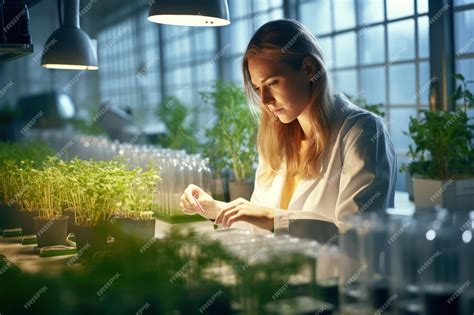 Premium AI Image | scientist in lab pioneering sustainable farming ...