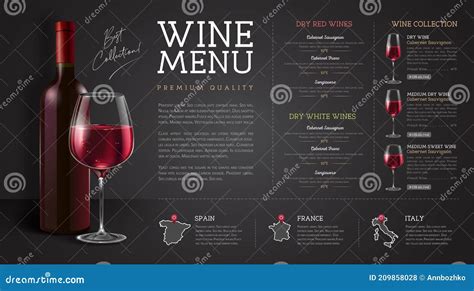 Dise O De Carta De Vinos Con Botellas Y Copas De Vino Realistas Fondo