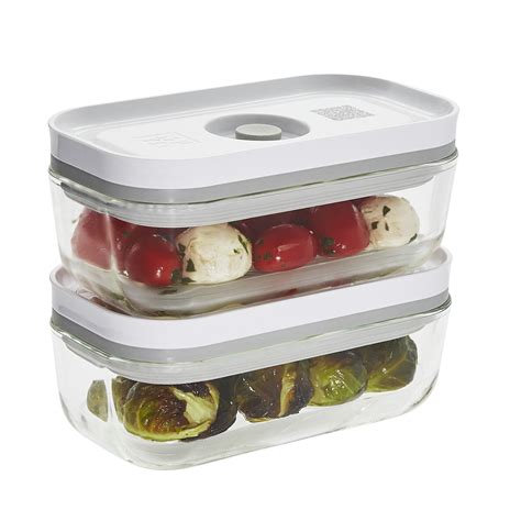 Zwilling Fresh And Save 2 Piece Small Glass Vacuum Sealer Food Storage Containers With Airtight