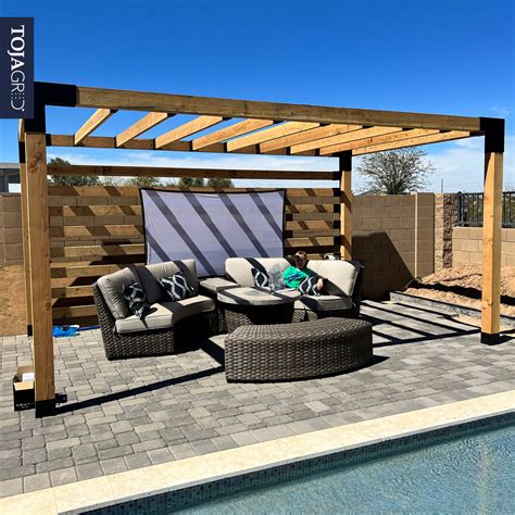 Toja Grid Single Pergola Kit For 6x6 Wood Posts With Knect 2x6 Top