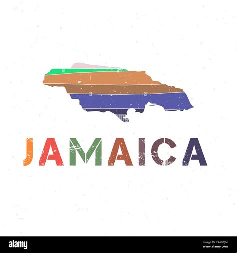 Jamaica Map Design Shape Of The Country With Beautiful Geometric Waves And Grunge Texture