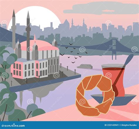 Istanbul Flat Illustration Modern Flat Style Turkish City Illustration