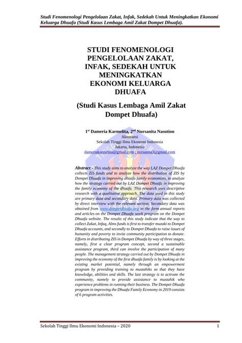 Pdf Studi Fenomenologi Pengelolaan Zakat Infak Dokumen Tips