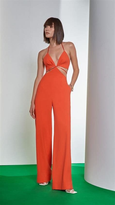 Pin By Mariana Tolentino On Trend Macac O Outfits Orange Dress Fashion