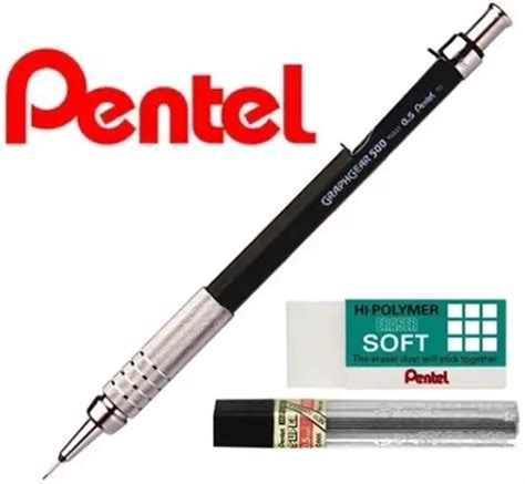 Kit Lapiseira Pentel Graphgear Mm Grafite Borracha