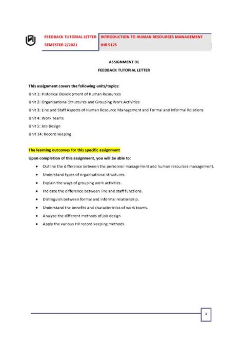 Human Resource Management Assignment Pdf 45489 Ihr512s Feedback