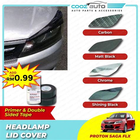 J X Proton Saga Flx Headlamp Lid Cover Eyebrow Eyelid Lip Carbon