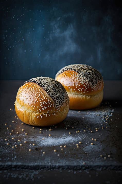 Fresh Homemade Brioche Buns With Sesame Seed Topping Illustration Ai