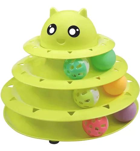 Brinquedo Para Gatos Torre De Bolinhas 4 Niveis Interativo Cor Verde