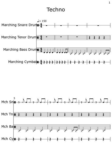 Techno Sheet Music For Marching Snare Drums Marching Tenor Drums